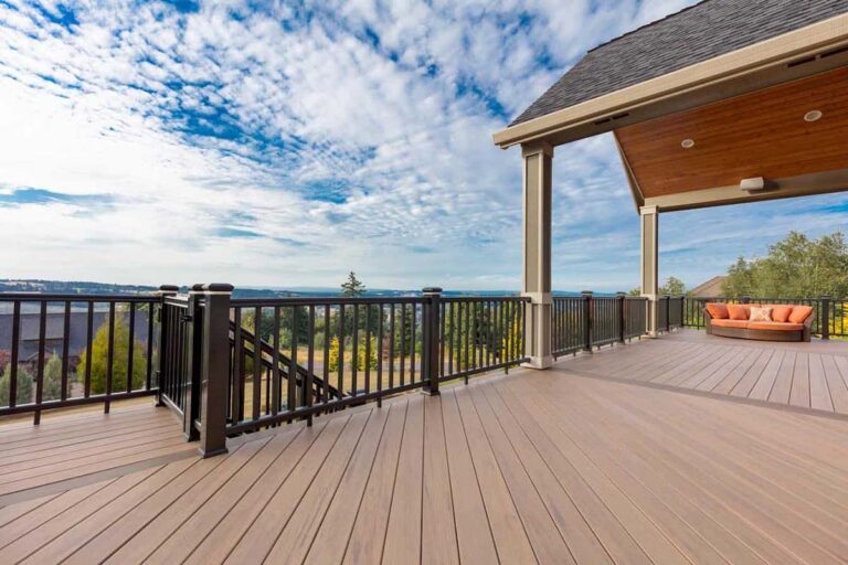 Deck using Legacy Collection Tigerwood Mocha composite deck by TimberTech.