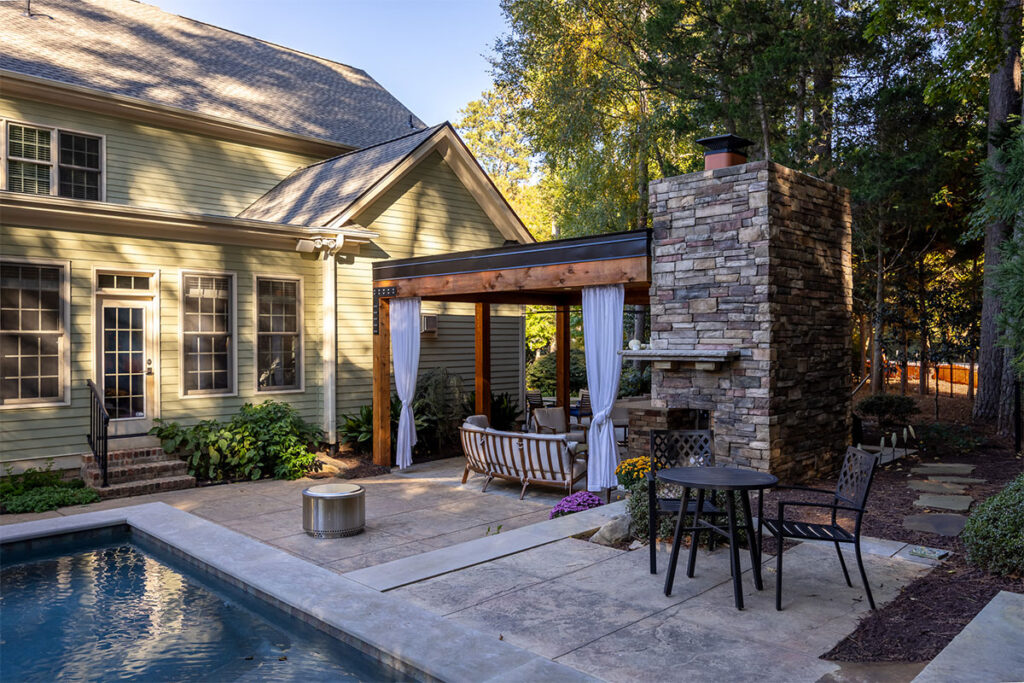 Corner view of Trenton Woods showing the pool and surrounds.