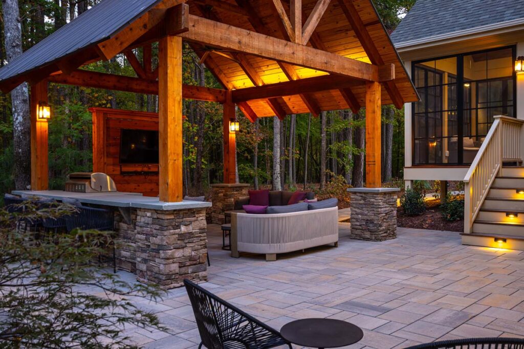 Colvard Park close up of pavilion and patio using Techo-Bloc pavers.