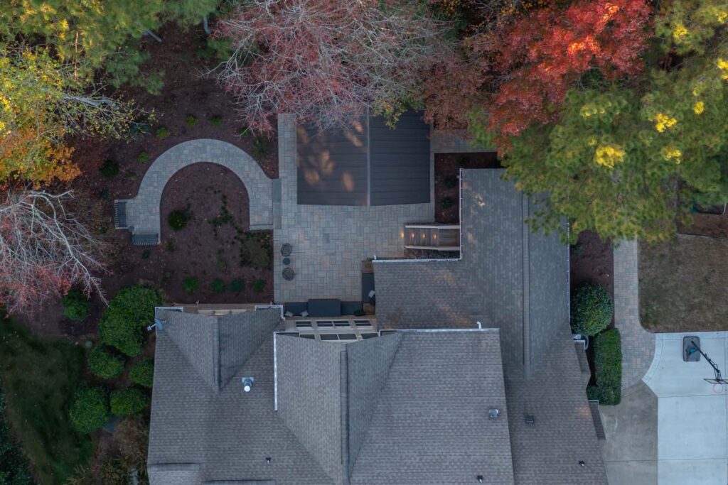 Top view of Colvard Park showing walkway and pavilion.