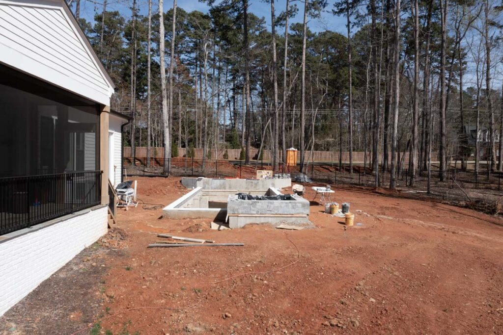 Side view of Royal Amber pool in progress.