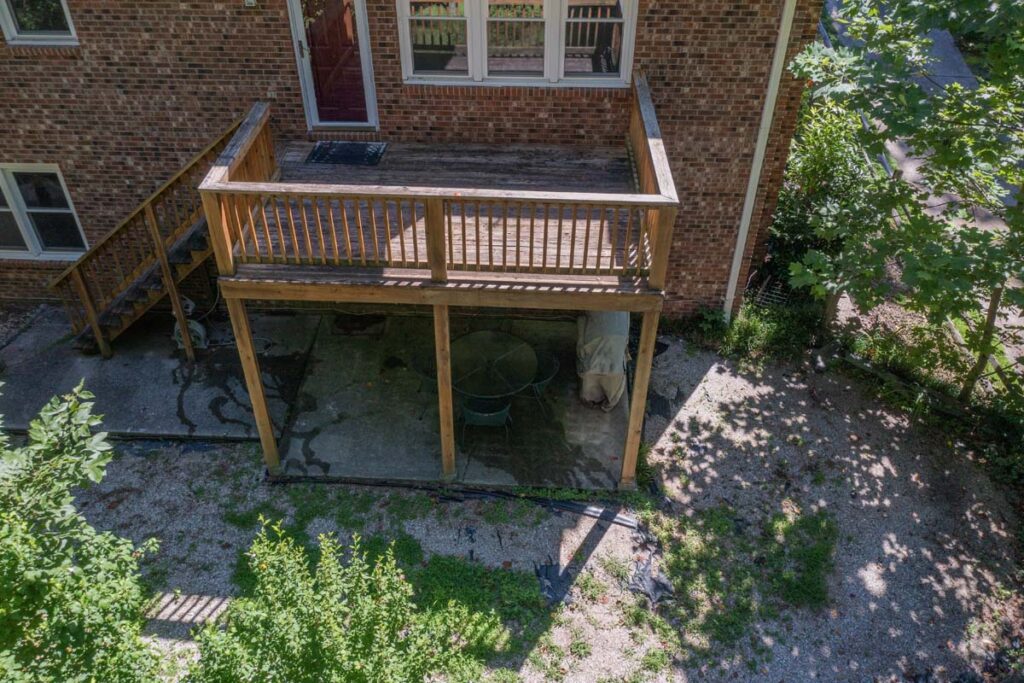 Top view of original wooden deck of Rushing Brook projects.