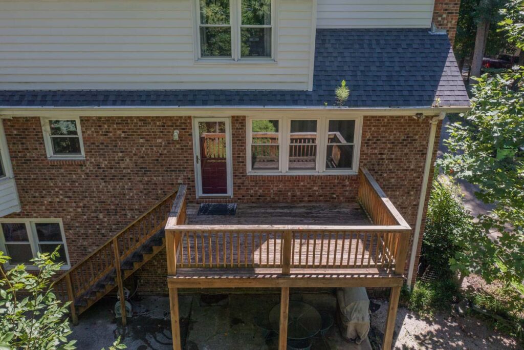 Top view of original wooden deck of Rushing Brook projects.