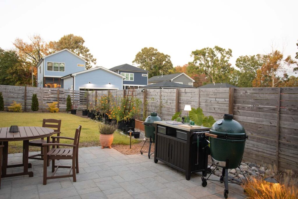 Wide shot of Steven patio project showing grill area.