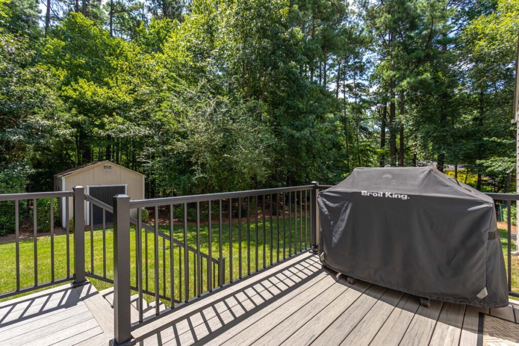 Lowery outdoor deck using TimberTech composite deck and grill on the right.