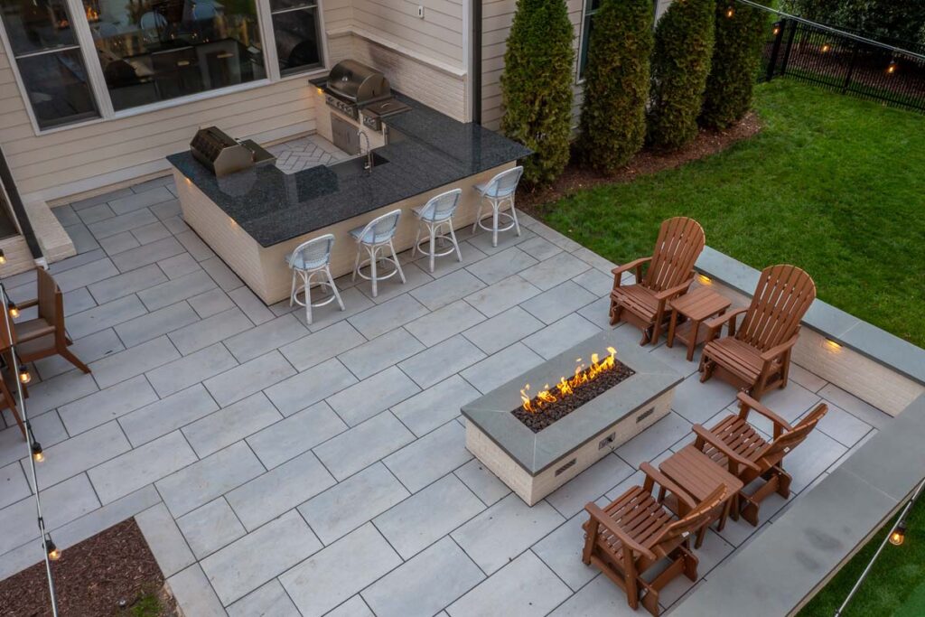 Overhead corner view of Skybrook Oaks featuring patio, and outdoor kitchen.